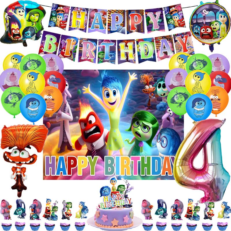 Inside Out 2 Decorațiuni Petrecere de Ziua de Naștere Temă Desen Animat Kit Veselă Baloane Bucurie Tristețe Accesorii Copii Băiat Fată Cadou Jucării