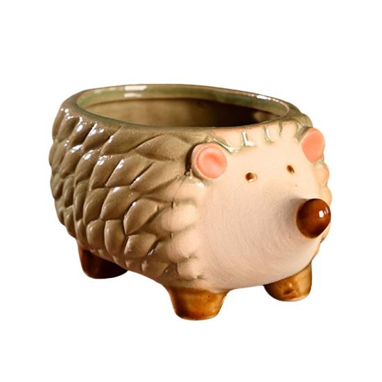 Ceramic Animal Plant Pot Cute Kitty Flowerpot with Drainage Hole Decorative Sheep Pig Planter for Succulents Home Room Office Desk Decor