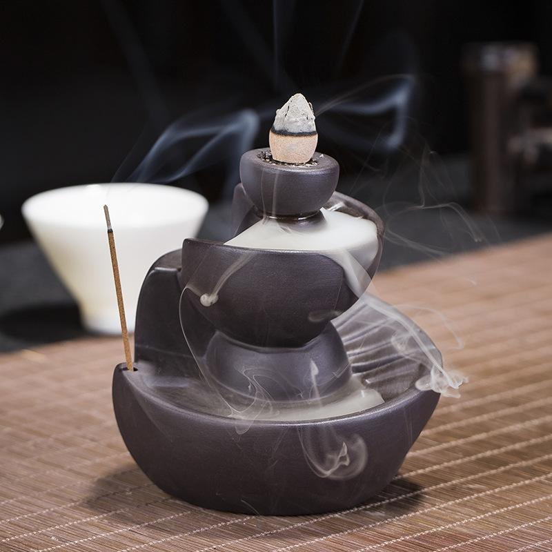 YXY Backflow Incense Burner Both Sides Converge Ceramic Crafts 2025 Newest Stick Incense Holder Zen Living Room Decorations