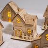 Christmas Wooden Atmosphere Luminous Small Wooden House Decorations Home Furnishings Holiday Wooden Handicraft Decorations