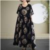 Kortärmad Plus size bomull vintage blommig ny i klänningar för kvinnor avslappnad lös lång sommarklänning