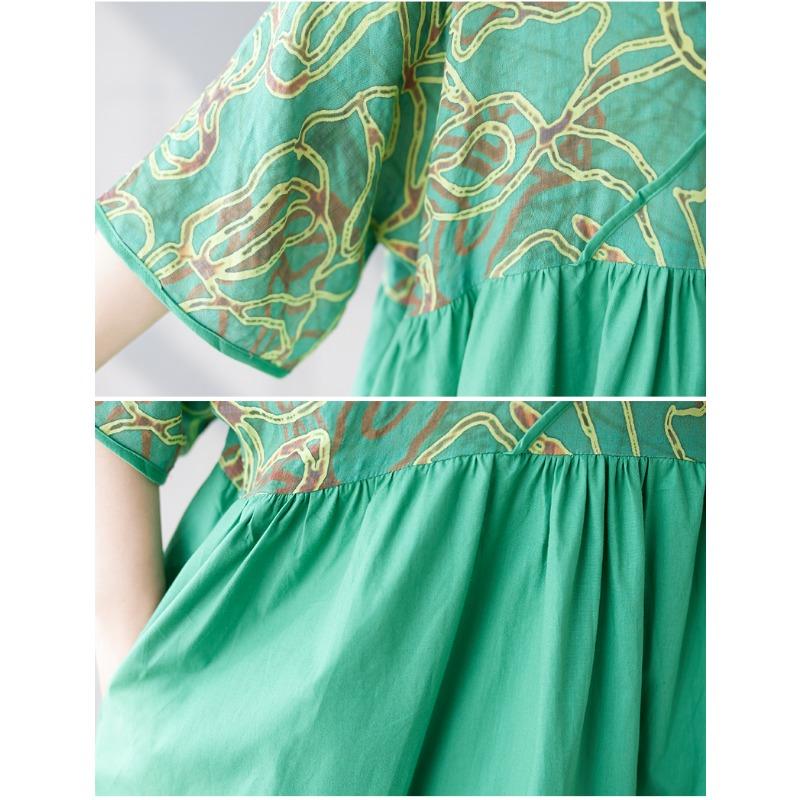 Dimanaf 2025 Verano Nuevo Vestido Talla Grande Básico Mujer Casual Suelto Largo Vintage Cuello en V Plisado Vestido Maxi