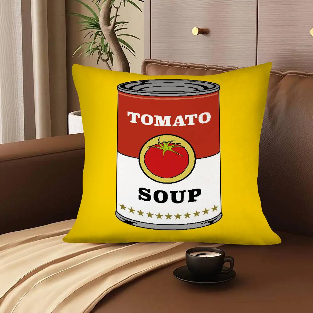 1pc Andy Warhol Pop Art Tomato Soup Pillow Case Fashion Square Pillowcase Bedroom Sofa Room Ins Decoration Leisure