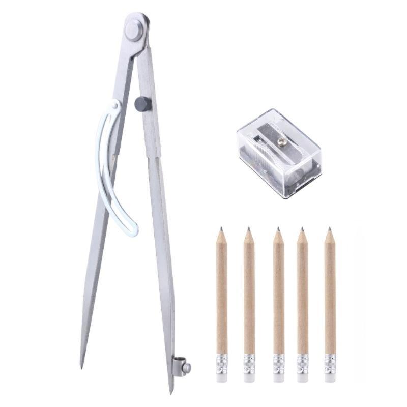 Профессиональные циркуль для геометрии, с карандашом и точилкой для карандашей, металлические циркуль, инструмент для рисования циркуля, деревообработка 1