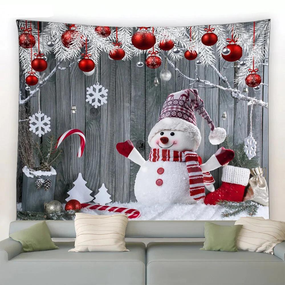 Christmas Cute Snowman Tapestry Bedroom Living Room Home Christmas Decoration Tapestry