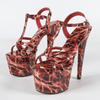 13cm Super Heel Platform Sandals Women Fashion Print Ankle Strap Buckle Brand Designer Shoe Sexy Nightclub T Strap Stripper Shoe