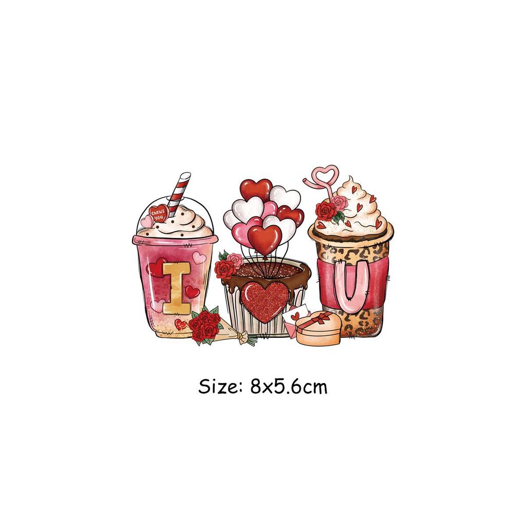 Happy Valentine'Day Patches auf Kleidung Wärmeübertragung Aufkleber Dekoration für Liebhaber Kleidung DIY Streifen Aufkleber Mädchen Junge