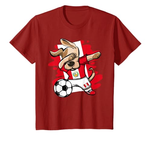 Dabbing Dog Peruvian Football Fan Jersey - Peruvian Flag Football T-Shirt