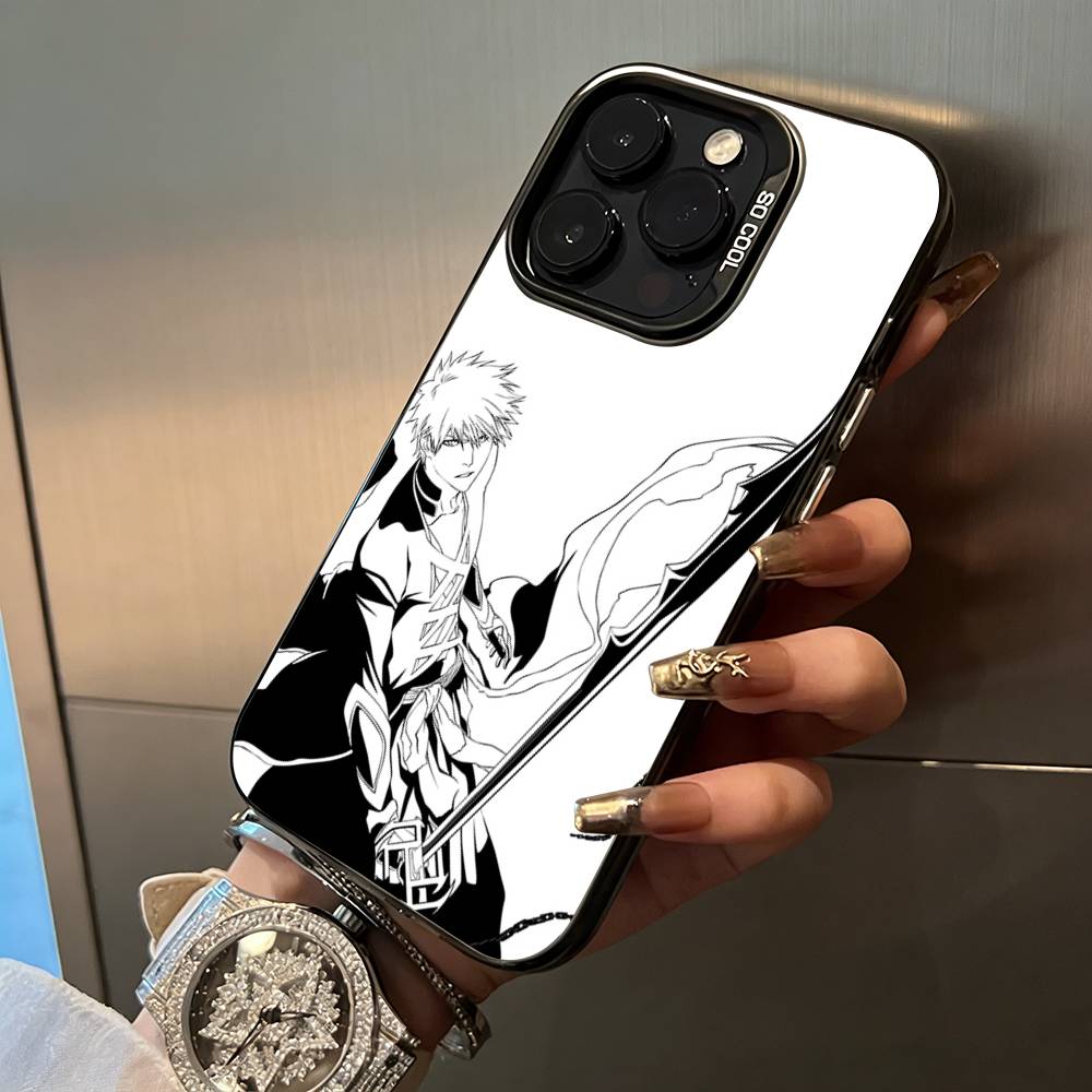 Hot anime-B-L-E-A-C-H Phone Case For iPhone 17,16,15,14,13,12,11 Plus Pro Max Colored Silver Phone Case