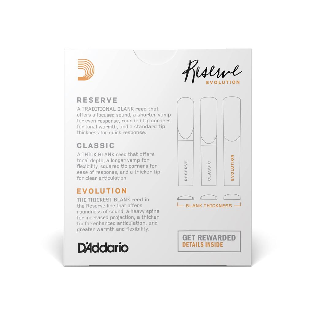 Rico D'Addario WoodWinds D'Addario Reeds for Bb Clarinet RESERVE EVOLUTION DCE10355 [Hardness: 3.5+] 10 reeds per pack