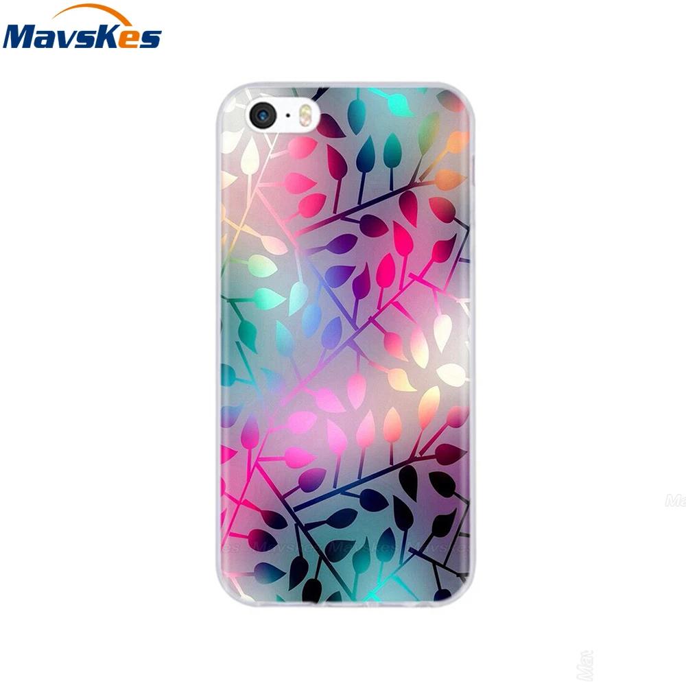 For iPhone 5s SE 5 Case Cover Silicone Soft TPU Cover Print Flower Cute Animal Phone Case For iPhone 6s 6 7 8 Fundas Clear Cases