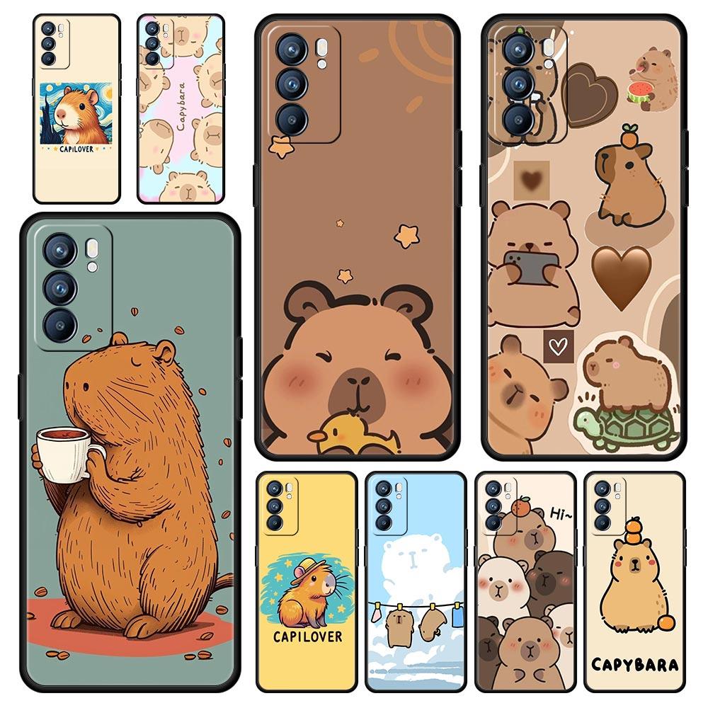 Anime Capybara Porpoise Phone Case For Oppo Reno13 Reno12 Reno11 F Reno10 Pro A54 5G Find X5 A53 A52 A9 A17 4G A79 A80 A98 Cover