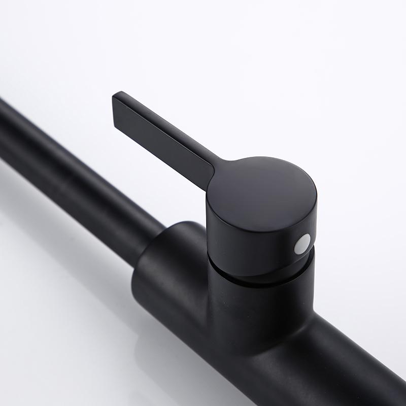 New Arrival Kitchen Faucet Swivel With Invisible Pull Out Nozzle Sprayer Gooseneck Pull Down Mixer Sink Tap in Matt Black