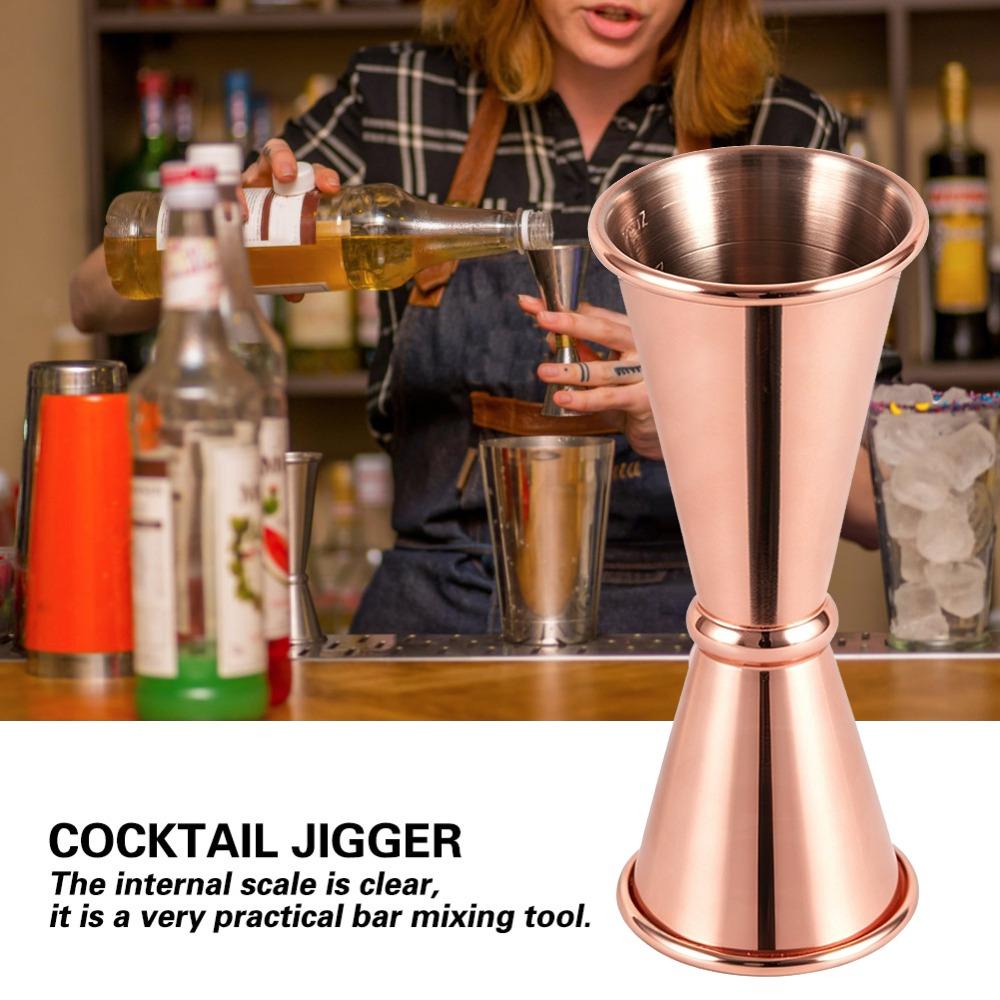 2pcs 304 Stainless Steel Cocktail Shaker Double Sided Bartending Tool Double Jigger For Bartending