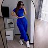 2026 cross-border European and American women's clothing Amazon fashion short waist T-shirt corset sweatpants trousers two-piece set