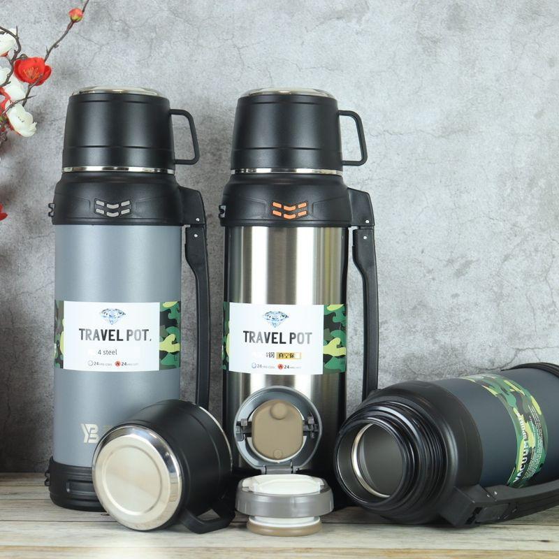 Travel Kettle 2000ml Thermal Kettle Large Capacity Thermos Cup 304 Stainless Steel Portable Outdoor Travel Kettle Water Kettle