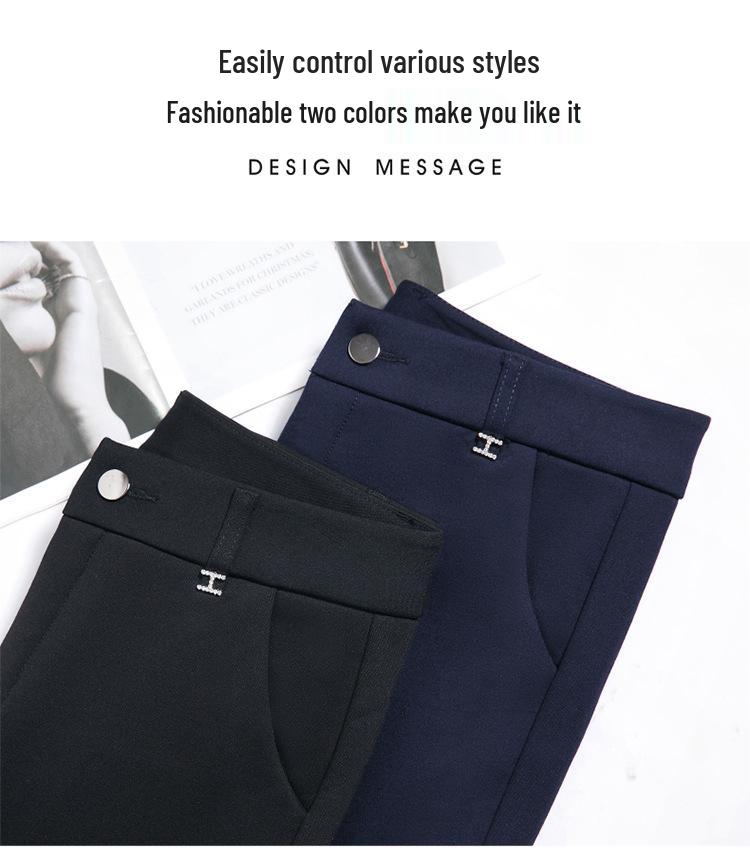 Fleeceforede vinterbukser med rette ben og elastikk for kvinner - Varme, løse, allsidige