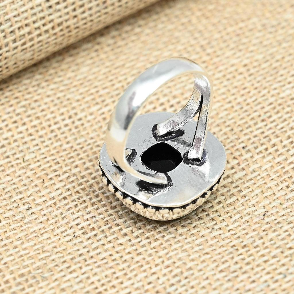 Black Spinel Gemstone 925 Sterling Silver Handmade Jewelry Fancy Ring For Women