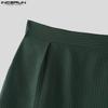INCERUN Men High Waist Button Long Skirts Casual A-line Splits Kilt
