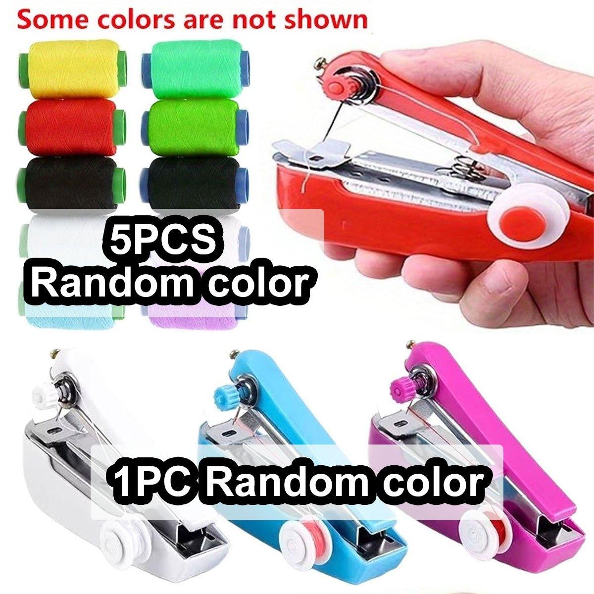 

6PCS/set Mini Handheld Sewing Machine Kit - Portable Stitch Tool with 5 Color Threads, Multifunction Household DIY ZSY