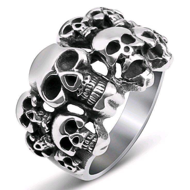 Jewelry Ghost Head Ring, Hot-selling Titanium Steel Skull Ring, Fashionable Domineering Punk Retro