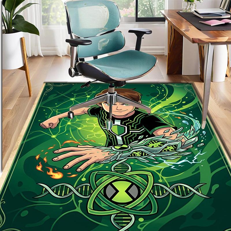 Ben 10 Cartoon Pattern Rug, Indoor/Outdoor Mat, for Picnic, Gameroom, Bedroom, Office, Living Room, Home Decor Carpet, Birthday Gift