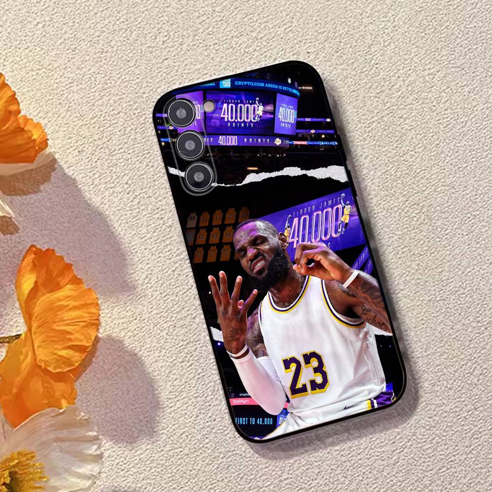Basketball Superstar LeBron James Phone Case Black Silicone Soft For Samsung Galaxy A73,A72,A71,A70,A53,A52,A51