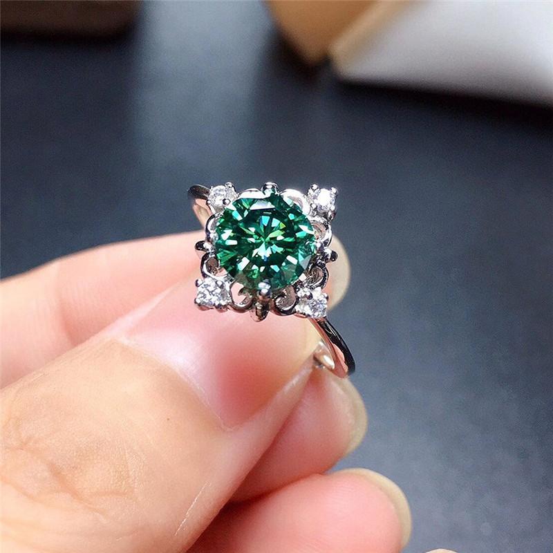 Sterling Wedding Rings for Women Green Cubic Zircon Fashion Elegant Finger Accessories Party Gift New Jewelry