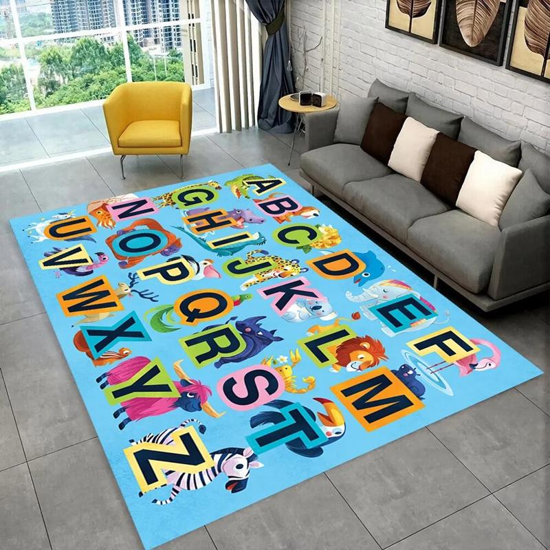 ABC Cartoon Alphabet Kids Bedroom Carpet for Home Living Room Decor Hallway Non-slip Floor Mat Hotel Sofa Coffee Table Area Rugs