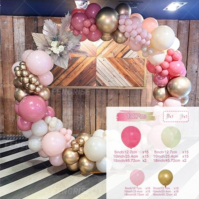Macaron Pink Balloon Garland Arch Kit Rose Red Confetti Latex Air Balloons Baby Shower Girl Birthday Party Wedding Decorations