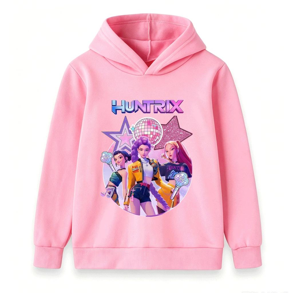 Kids Boys Girls Hoodie, Colorful Music Girl Group Disco Star Print Casual Long Sleeve Pullover Sweatshirt for Daily Wear