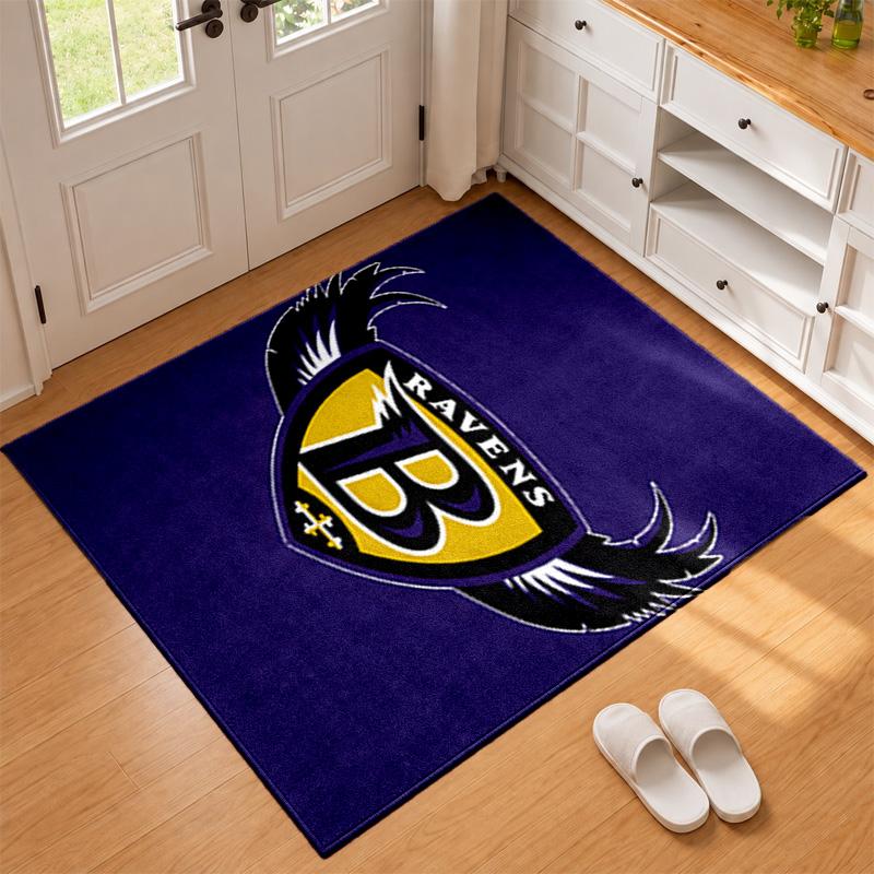 Baltimore Ravens Carpet Door Mat for Living Room or Bedroom Protective Mat Under Chair Office Decoration Christmas Gift Birthday Present