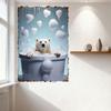 Polar Bear in White Bathtub with Bubbles Heart Shapes Metal Tin Sign Vintage Rustic Home Decor Wall Art for Man Cave Bar Cafe Cl