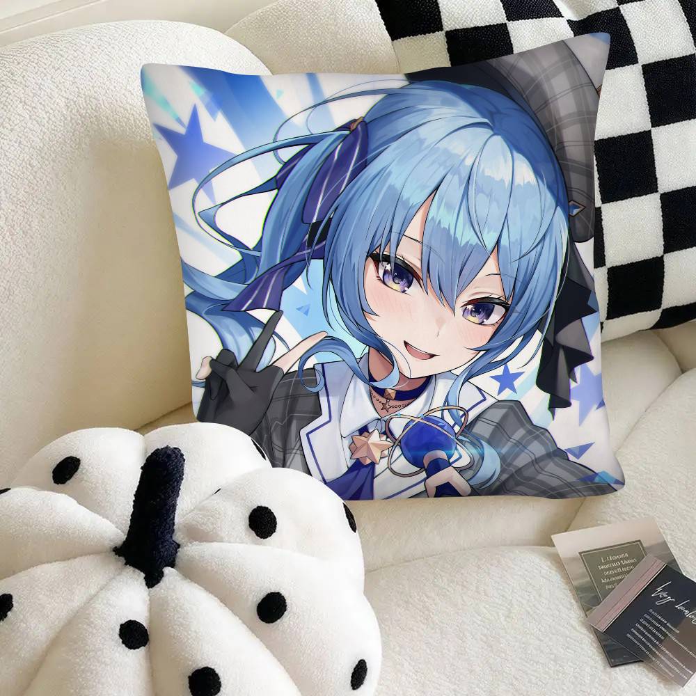 Anime Virtual Girl Hoshimachi Suisei Pillow Case Fashion Square Pillowcase Bedroom Sofa Room Ins Decoration Leisure