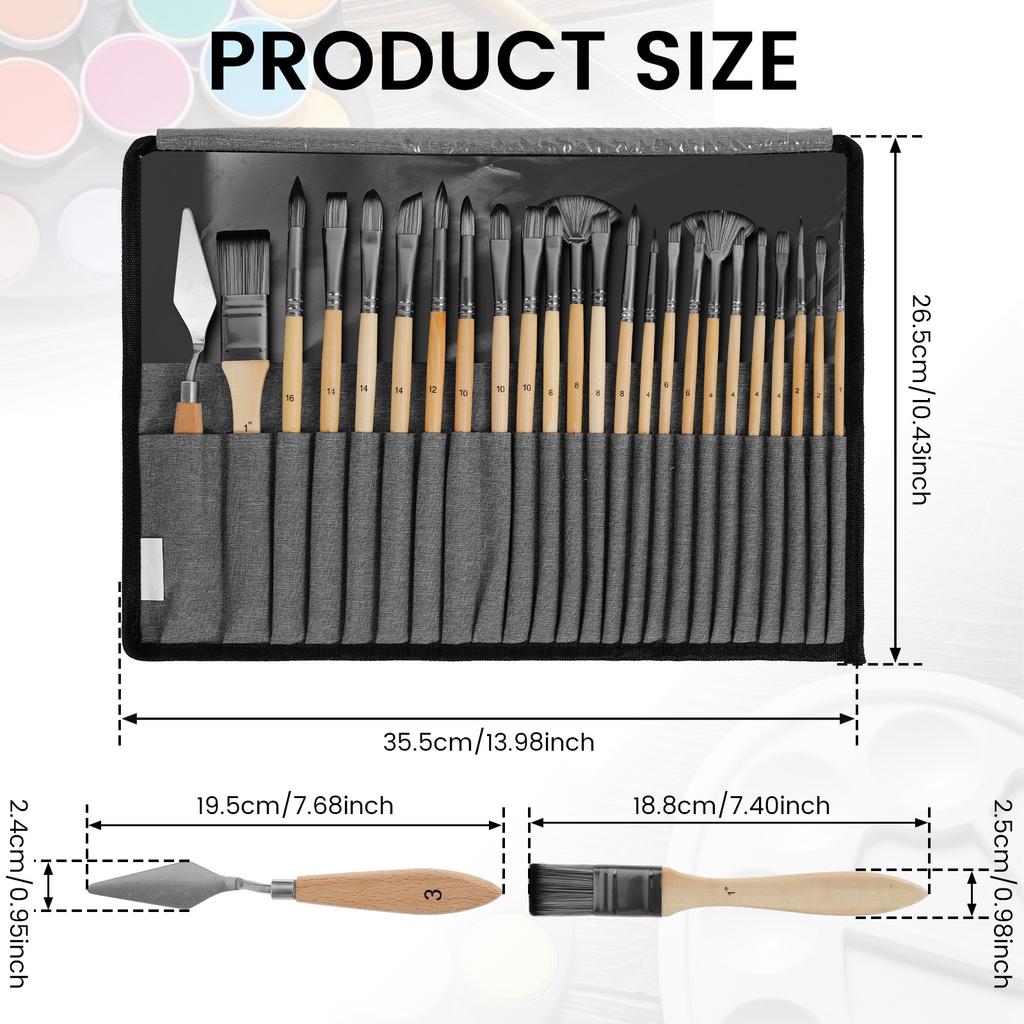 25Pcs Artist Paint Brushes Set Professional Artist Paintbrushes Acrylic Oil Watercolor Acrylic Painting for Artists Beginners