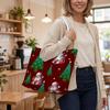 Christmas Santa Claus Tree Pattern Tote Bag Portable Stylish Holiday Daily Use Shoulder Bag