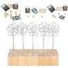 10Pcs Photo Holder Metal Clip Stand Note Message Card Picture Solid Wood Base Craft