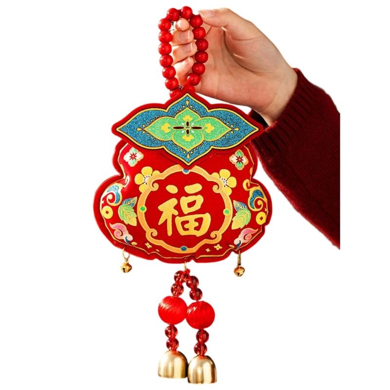 Year of Horse Festival Decoration Velvety Cotton Fabric Chinese New Year Ornaments for Entrydoor Wall Home Decoration