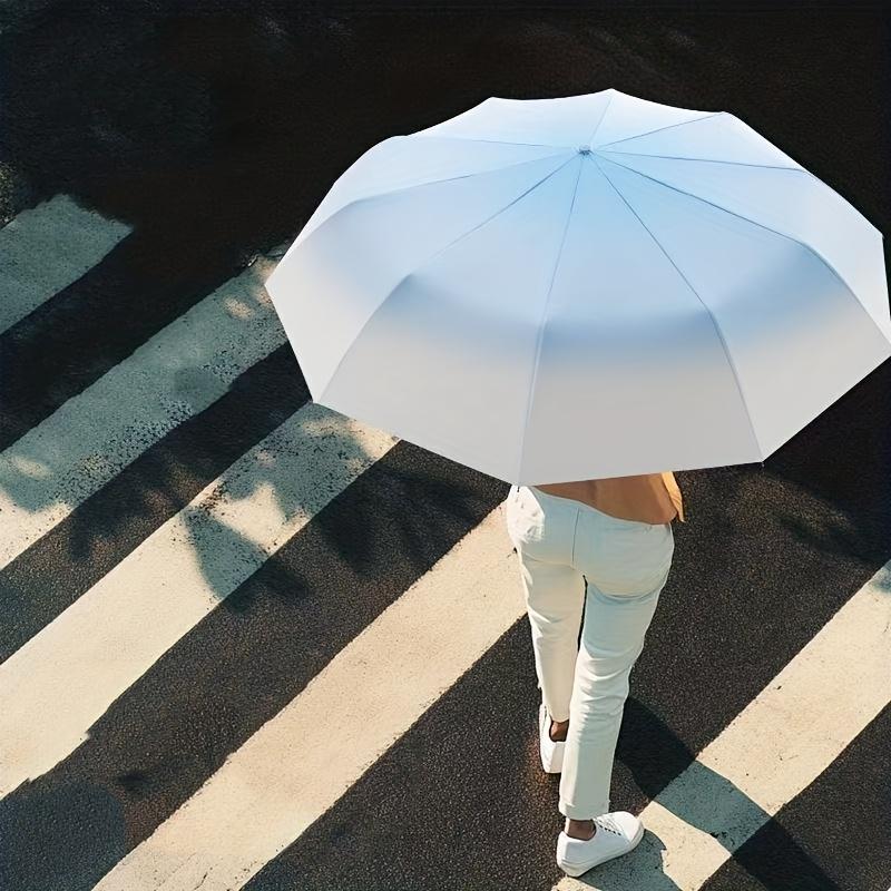 Gradient Automatic Folding Umbrella Compact Sun Anti UV Protection Parasol Strong Windproof Umbrella
