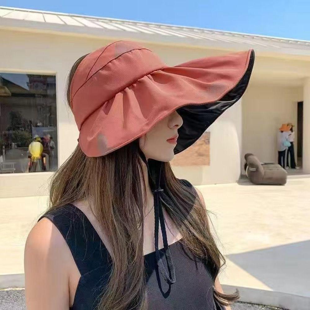 UV Protection Large Visor Sun Hat Foldable Sunscreen Bucket Hat Fashion Summer Sun Cap  Fishing