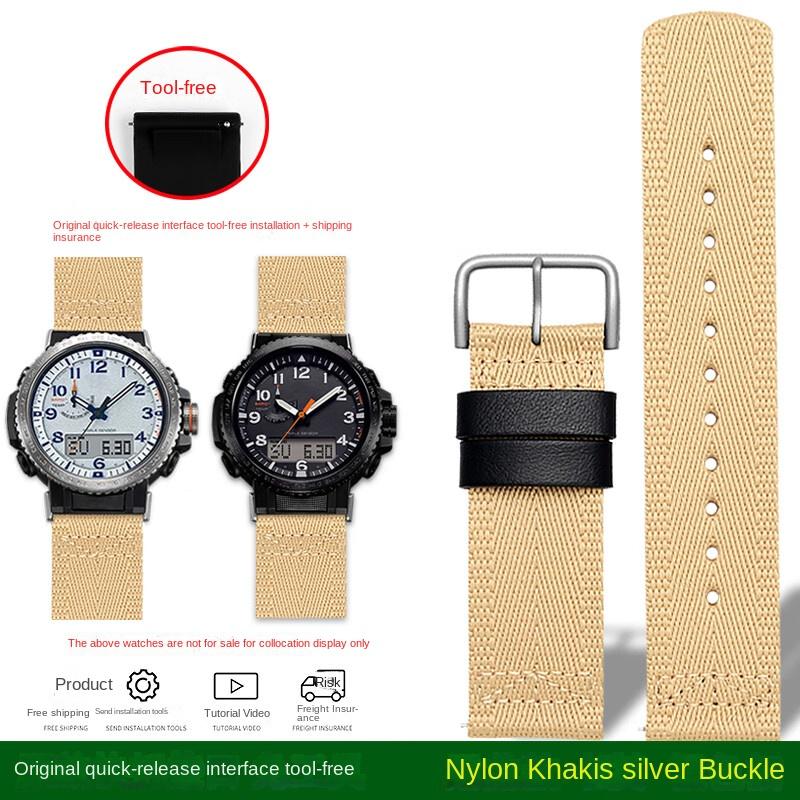 Para la serie Casio PRW-60Y/50Y/70Y/30 Correa Reloj de Montañismo PROTREK PRW-60Y PRW-50Y PRW-70Y Correa de reloj de lona de nylon 23 mm