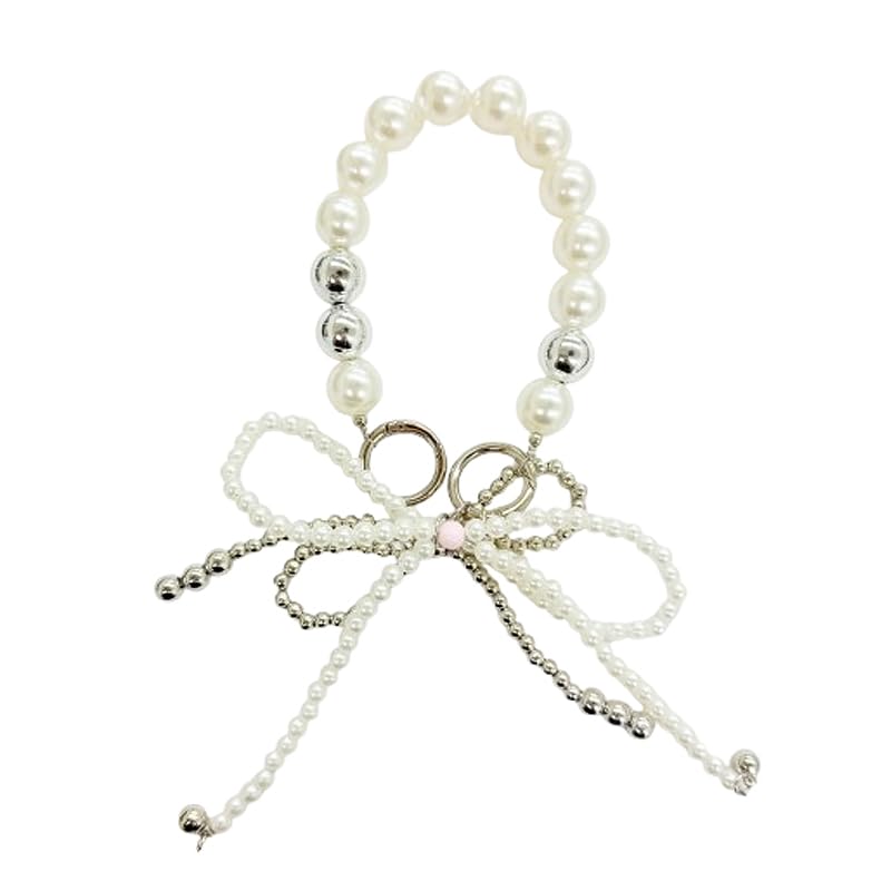 Pearl Bead Bracelet, Ribbon Design, with Silver Metal Ball, White, YN029-2 [Used]