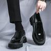 Herren Britischer Stil Formelle Leder Loafer: Schlupfschuhe, Dicke Sohle, Höhensteigernd, Lässige Business-Schuhe