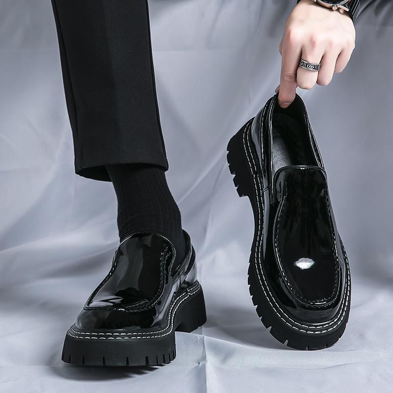 Herren Britischer Stil Formelle Leder Loafer: Schlupfschuhe, Dicke Sohle, Höhensteigernd, Lässige Business-Schuhe