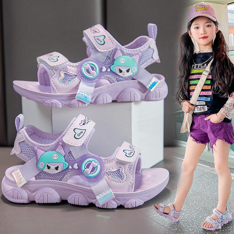 Girls' Summer Sports Sandals 2026 - Cartoon Soft Sole Beach Shoes for Medium & Large Kids