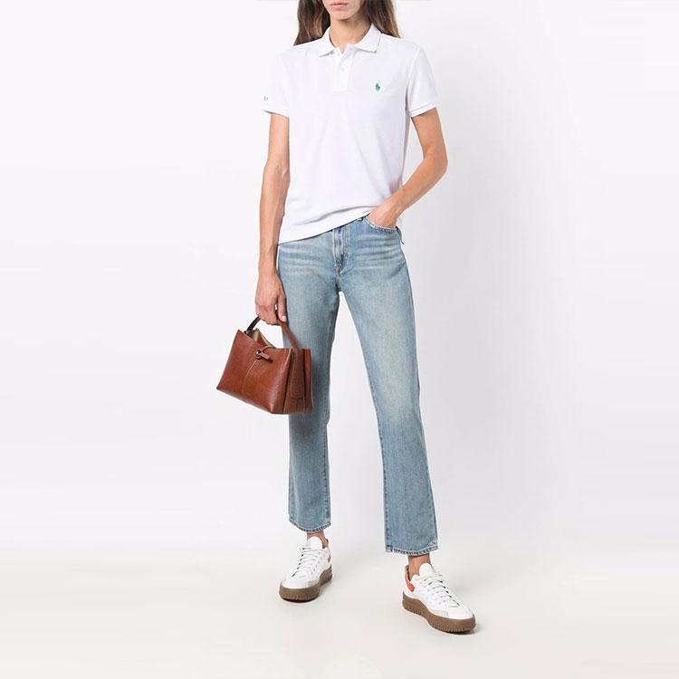 Polo Ralph Lauren Pony Besticktes Kurzarm-Poloshirt Damen Oberteile Weiß 211806666-001