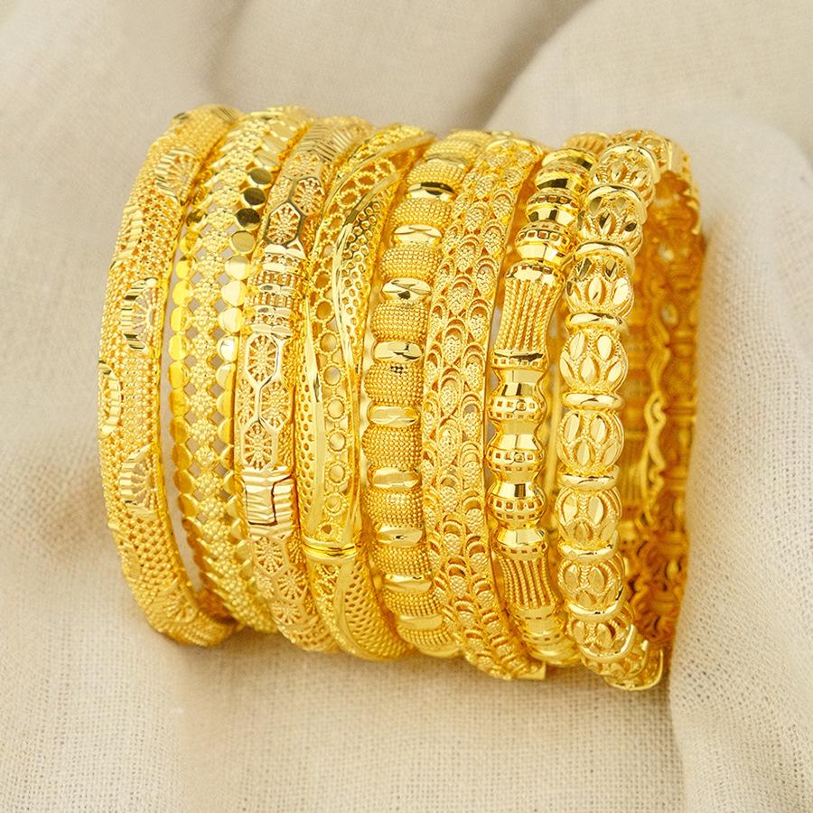 Dubai Openwork Moon Embroidery Bangle - Middle East, African, and Ethiopian Bridal Jewelry