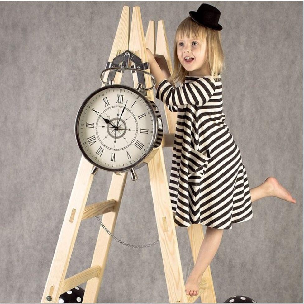 Charming Parent-child Dress Clothes Set Featuring Striped Half Sleeve Baby Girl Dress