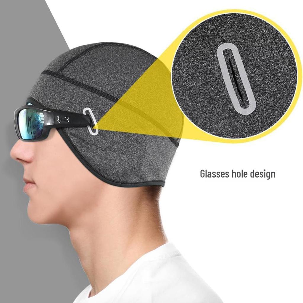Warm Fleece Balaclava with Outdoor Glasses - Winter Cycling Helmet Liner, Cold-Proof and Ear-Warming Hat