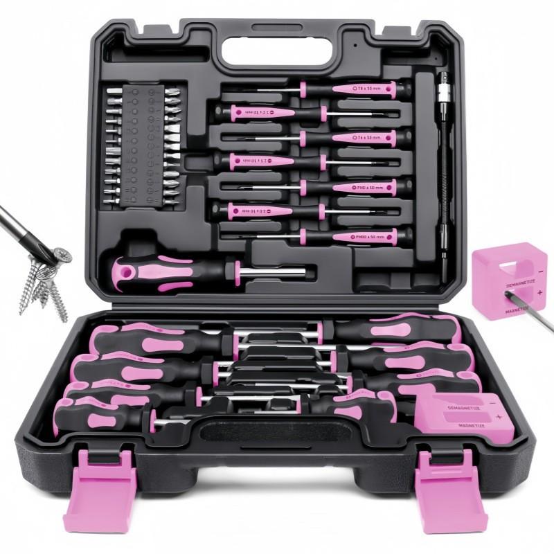 43Pcs Magnetic Screwdriver Bit Set with Demagnetizer Strong Magnet Manual Repair Tool Kit